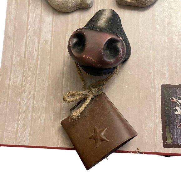 Red Shed Home Gifts Farm Animal Tree Face Cow Bell Art Outdoors Yard Decor NEW - Picture 4 of 7